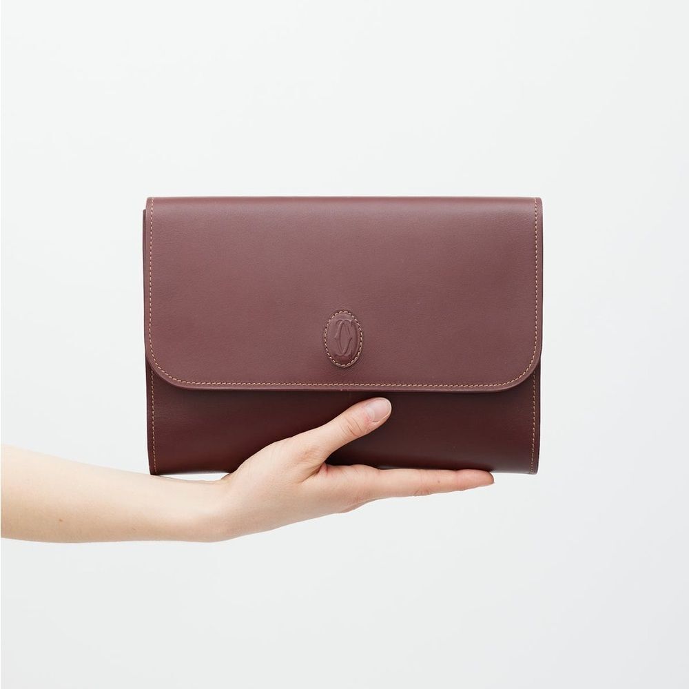 Cartier Must de Cartier Bordeaux Smooth Leather Flap Clutch